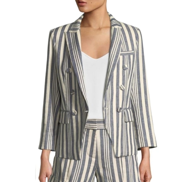 Veronica Beard Jackets & Blazers - Veronica Beard Geneva Dickey Jacket In Ecru/indigo